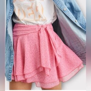 Aerie Chiffon Wrap Skirt Women's Small Pink Ruffle Flowy Feminine Fairy Girly